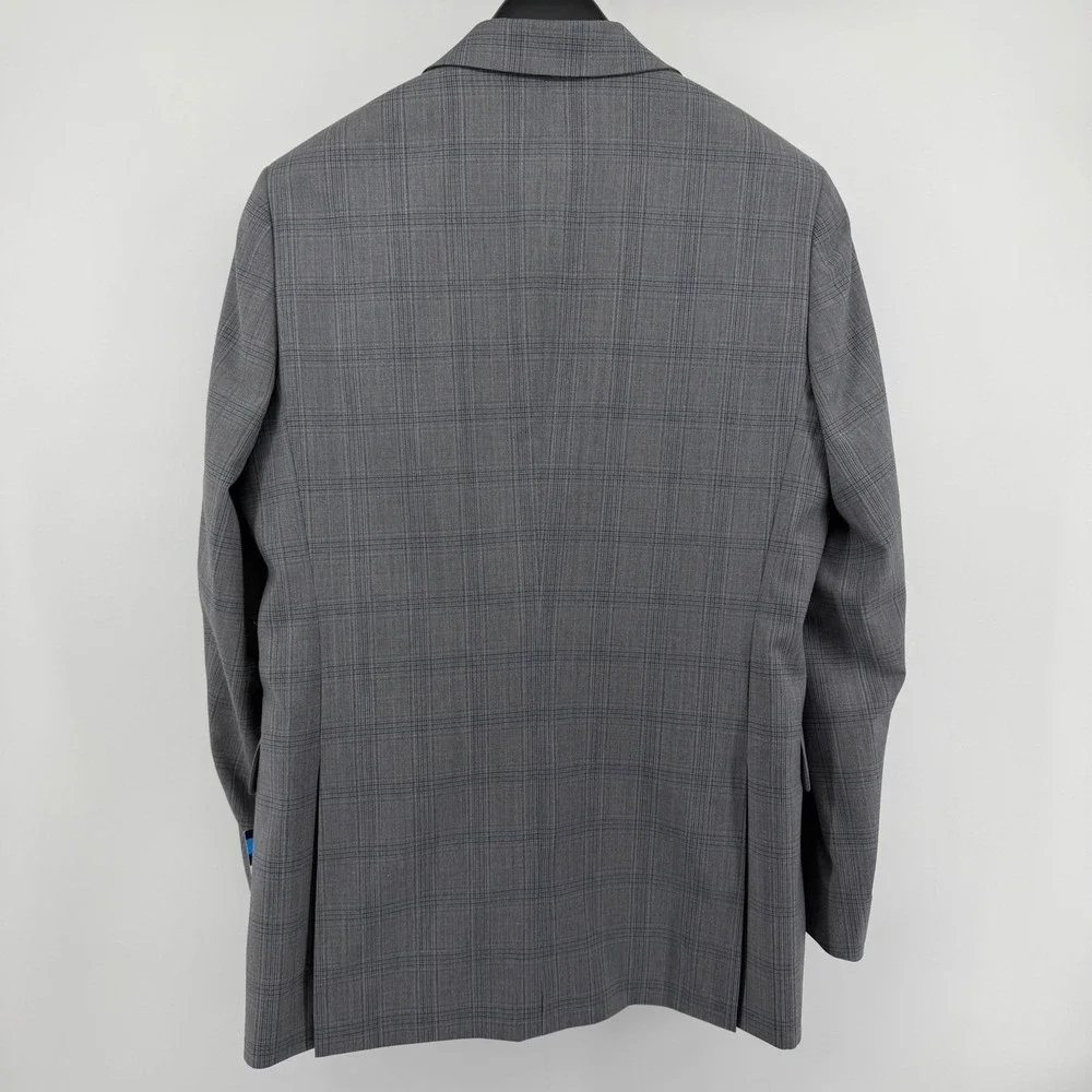 Stafford Suit Jacket Mens 42R Gray Navy Plaid CoolMax Performance Wool Blend NEW